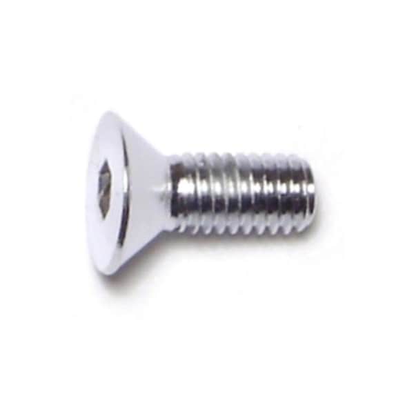 #10-32 Socket Head Cap Screw, Flat, Chrome Plated Steel, 1/2 in Length, 10 PK